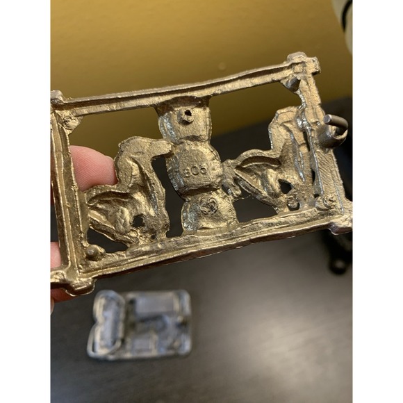 Lot Of 2 Vintage Belt Buckles Siskiyou Bergamot Antelope & Double Horse - Picture 4 of 10